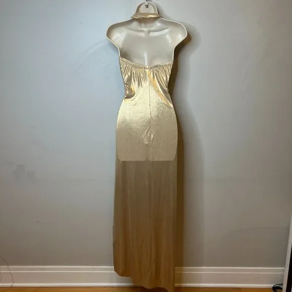 green emerald velvet dress CONVERTIBLE  Gold  Norma Kamali